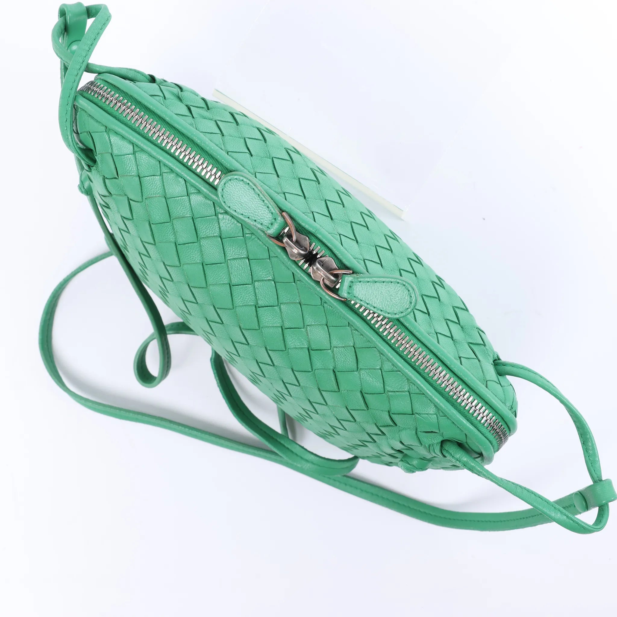 Bottega Veneta Nodini Intrecciato Leather Crossbody Bag in Green