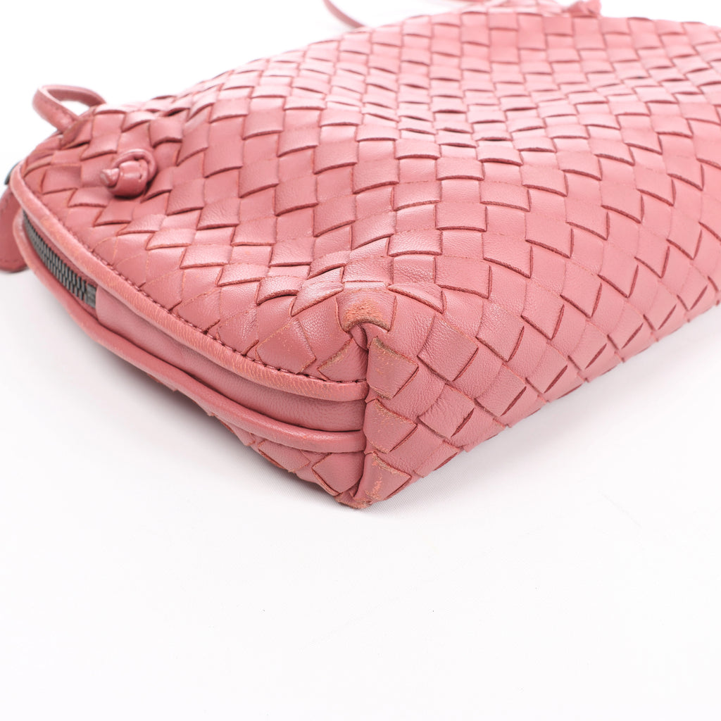 Bottega Veneta Nodini Intrecciato Leather Crossbody Bag in Pink