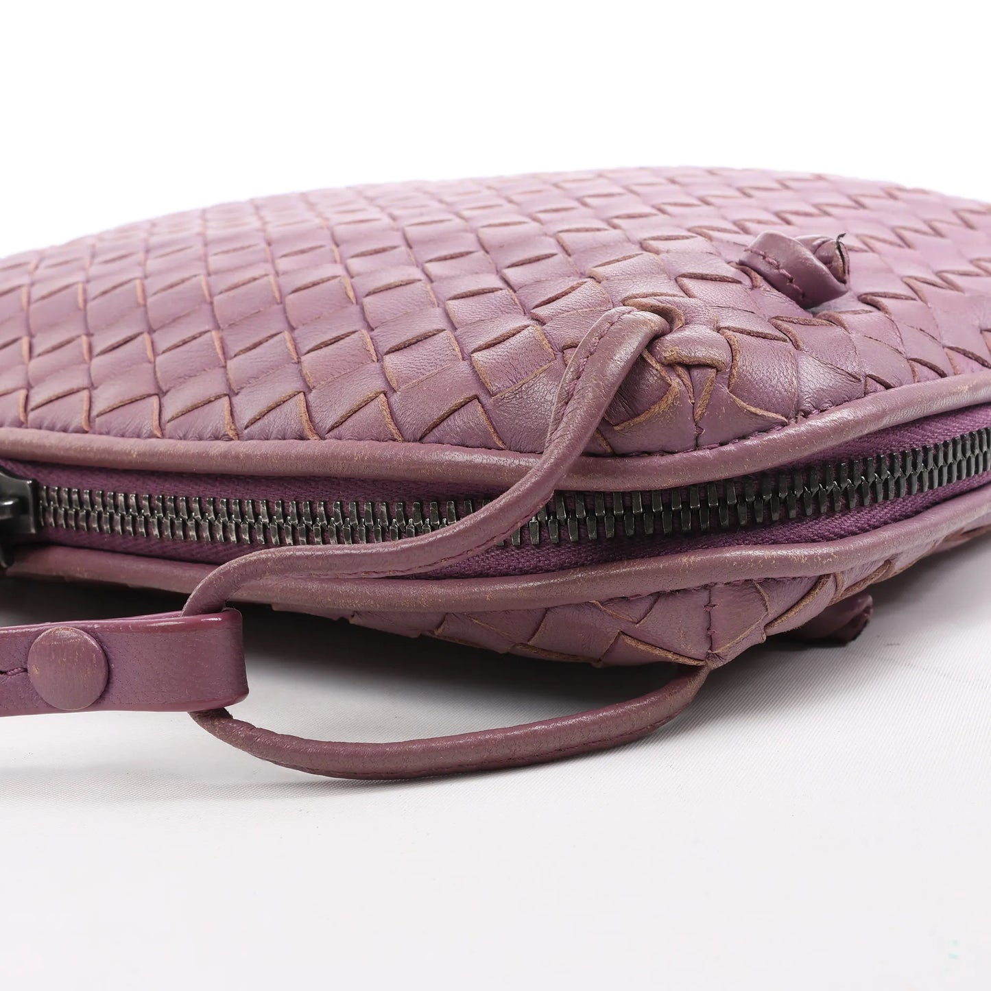 Bottega Veneta Nodini Intrecciato Leather Crossbody Bag in Purple