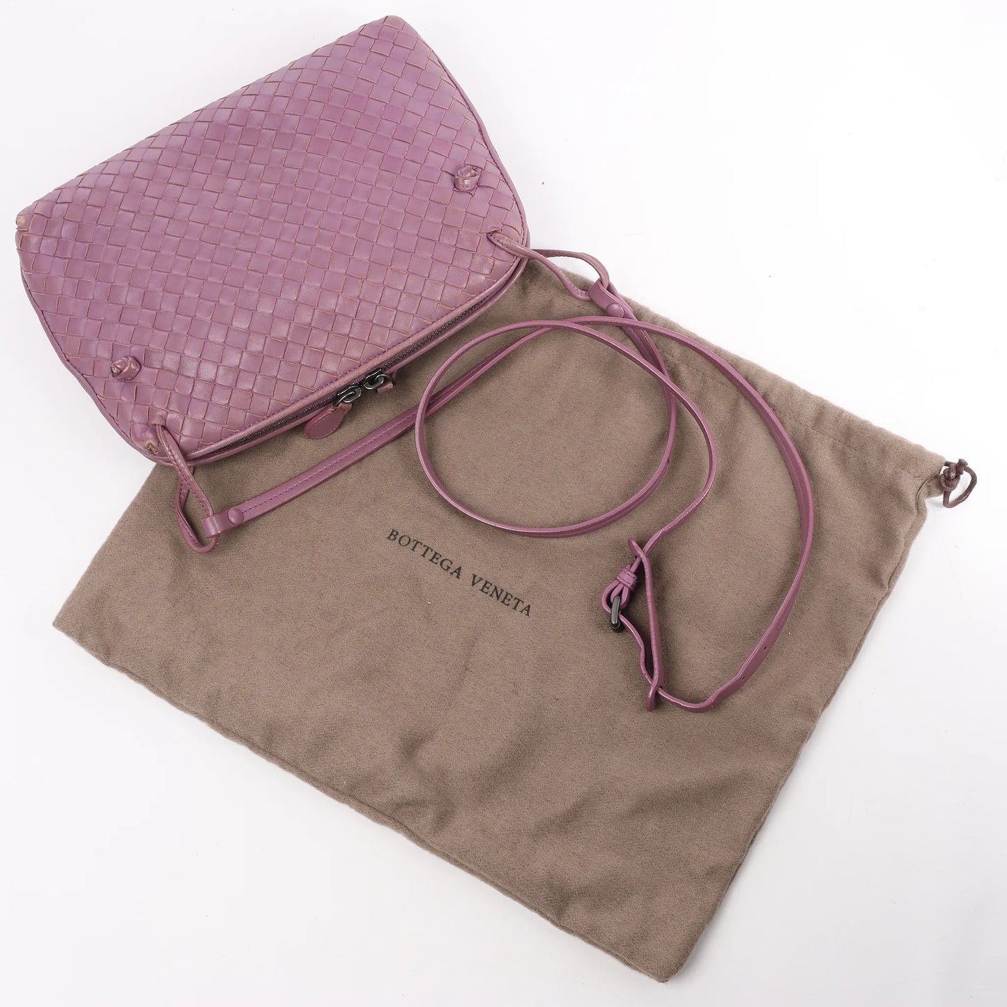 Bottega Veneta Nodini Intrecciato Leather Crossbody Bag in Purple