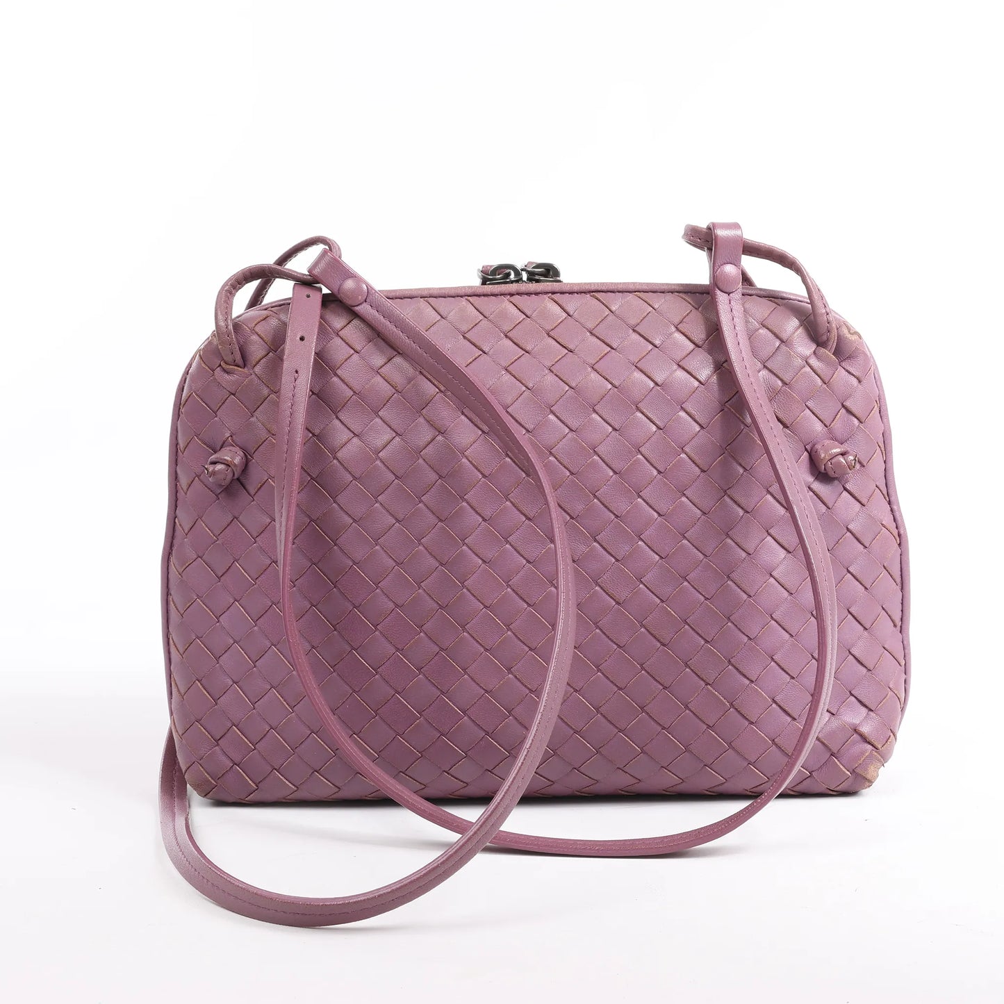 Bottega Veneta Nodini Intrecciato Leather Crossbody Bag in Purple