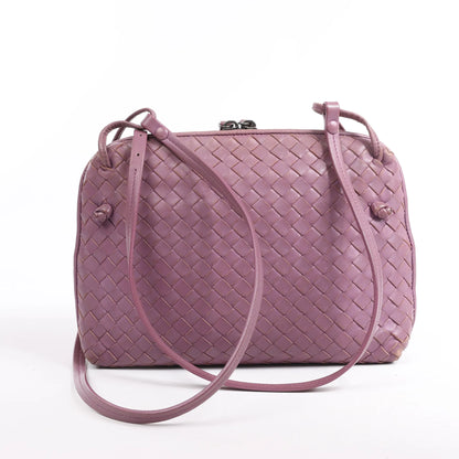 Bottega Veneta Nodini Intrecciato Leather Crossbody Bag in Purple