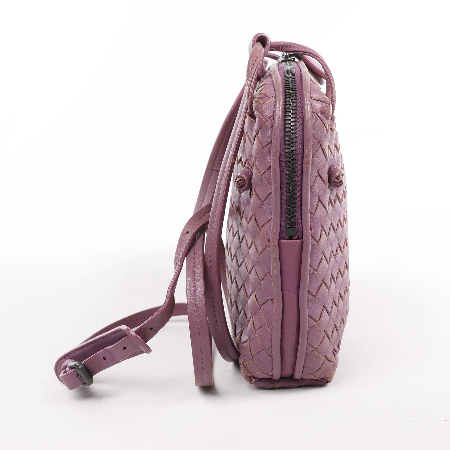 Bottega Veneta Nodini Intrecciato Leather Crossbody Bag in Purple