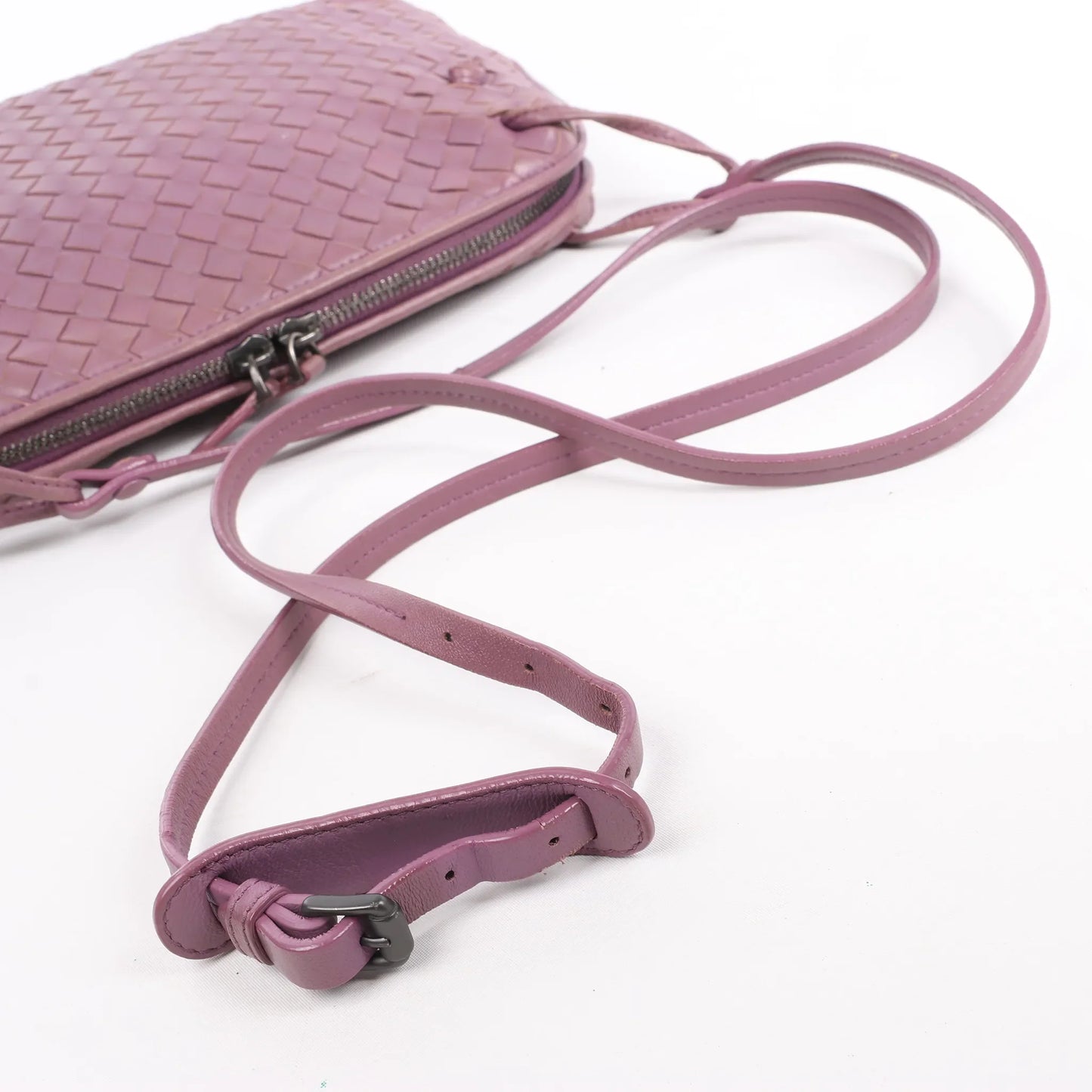 Bottega Veneta Nodini Intrecciato Leather Crossbody Bag in Purple