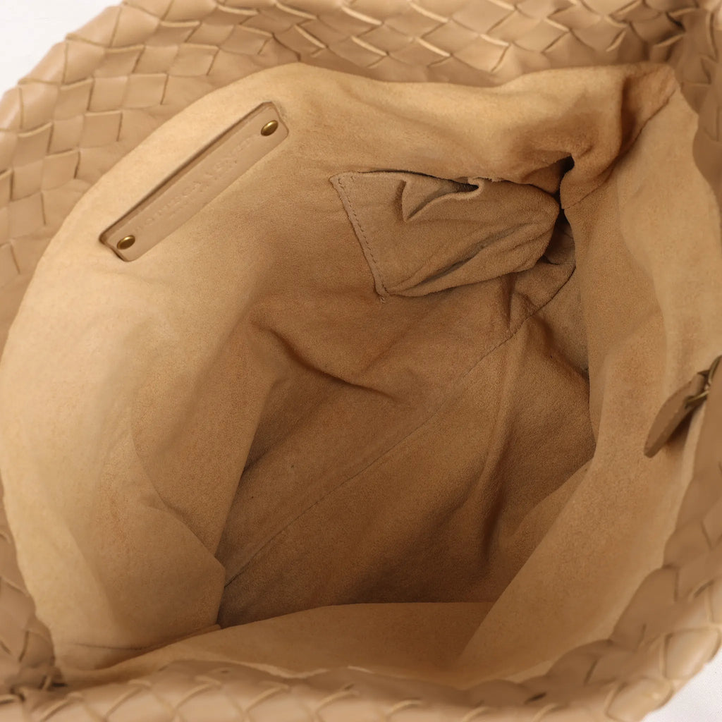 Bottega Veneta Intrecciato Leather Shoulder Bag in Beige