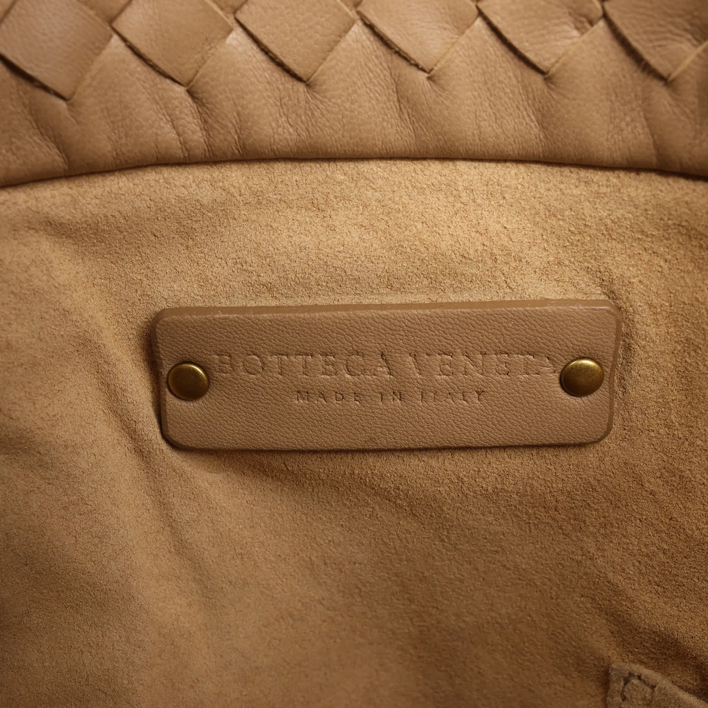 Bottega Veneta Intrecciato Leather Shoulder Bag in Beige