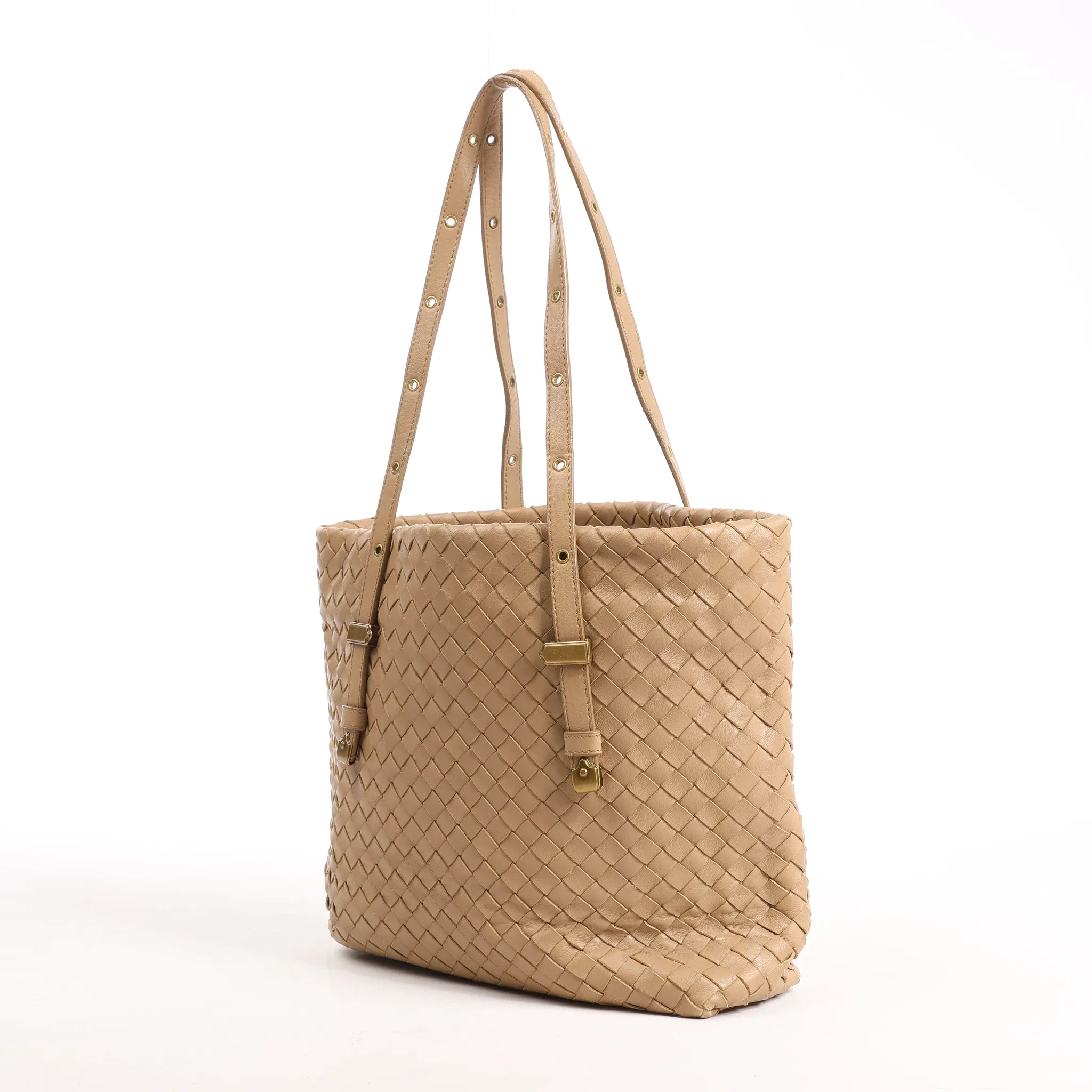 Bottega Veneta Intrecciato Leather Shoulder Bag in Beige
