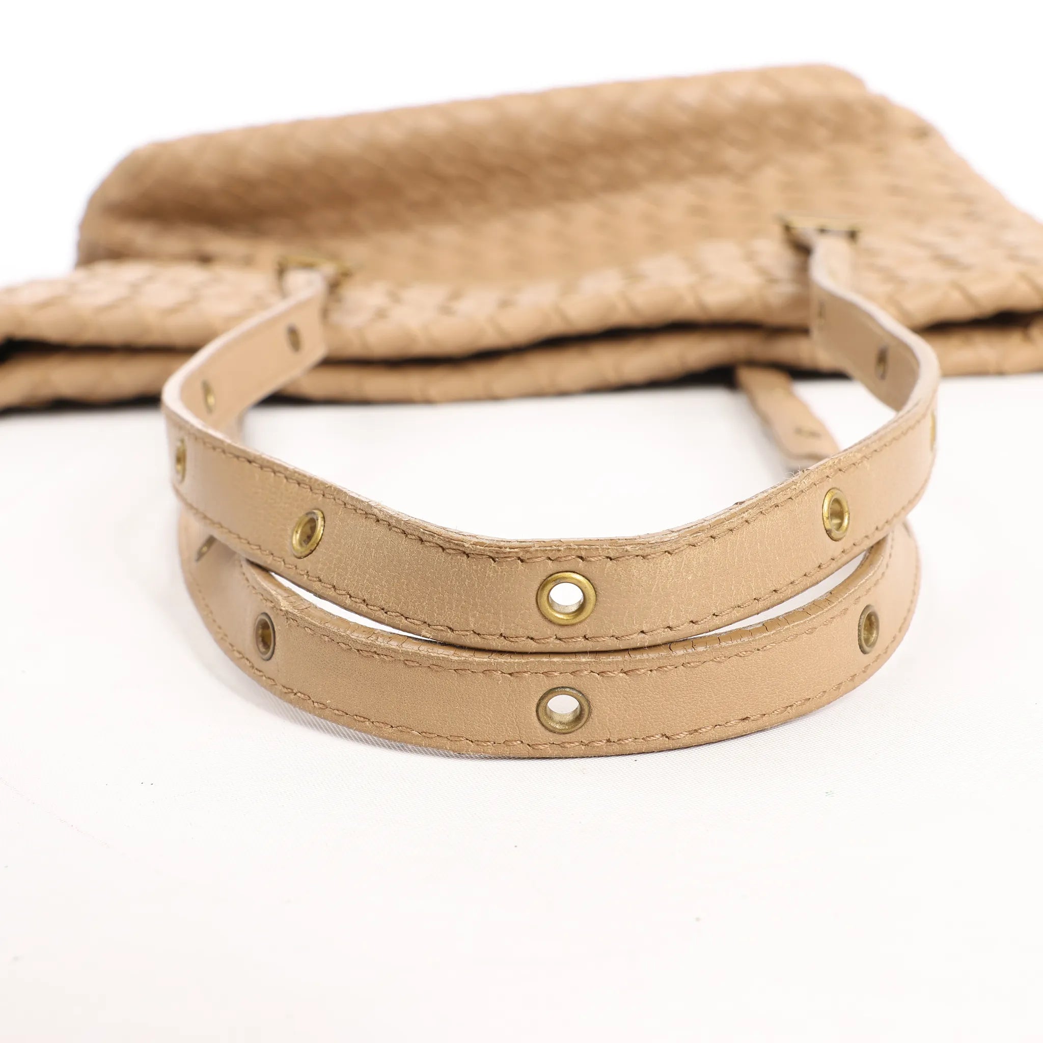 Bottega Veneta Intrecciato Leather Shoulder Bag in Beige