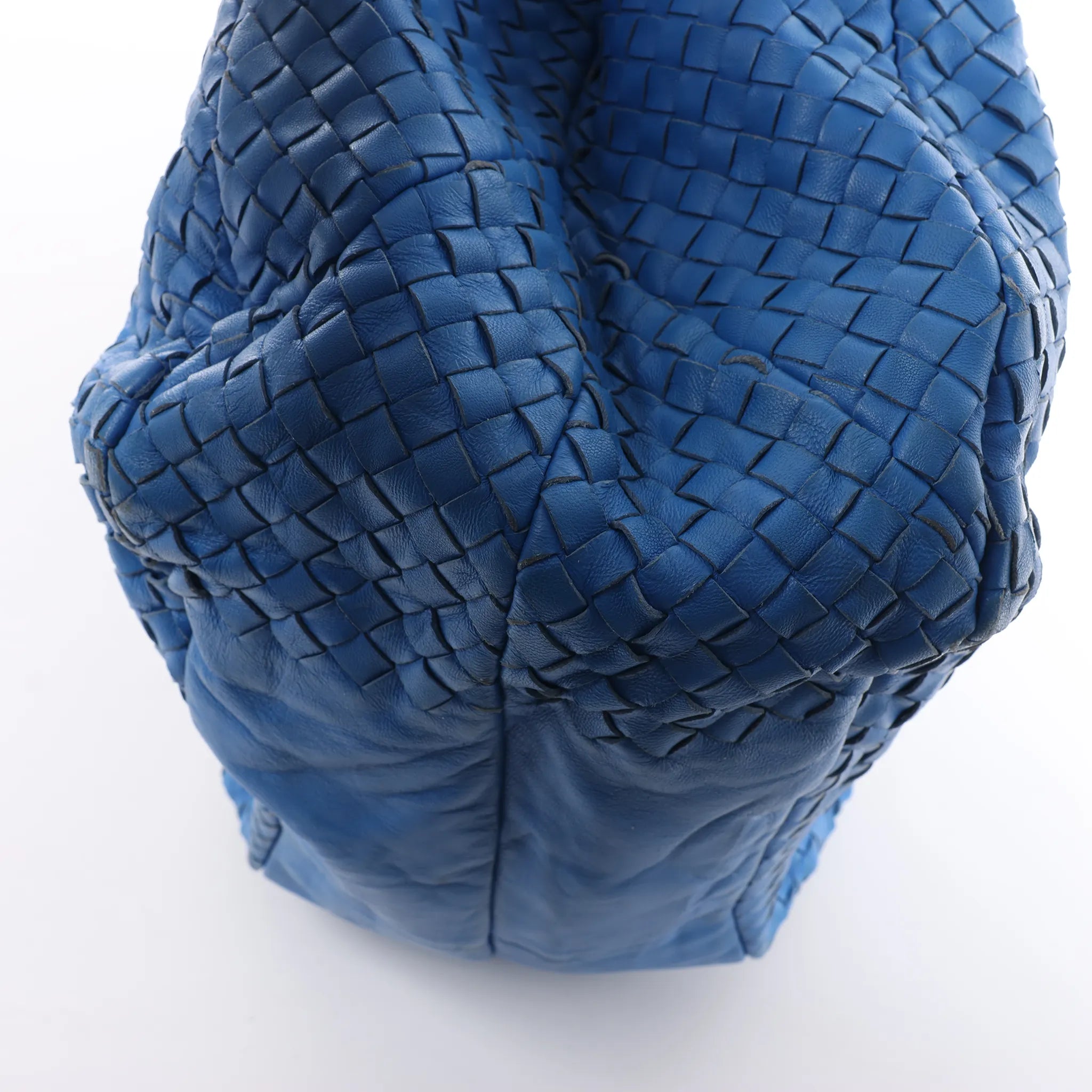 Bottega Veneta Campana Intrecciato Leather Shoulder Bag in Blue