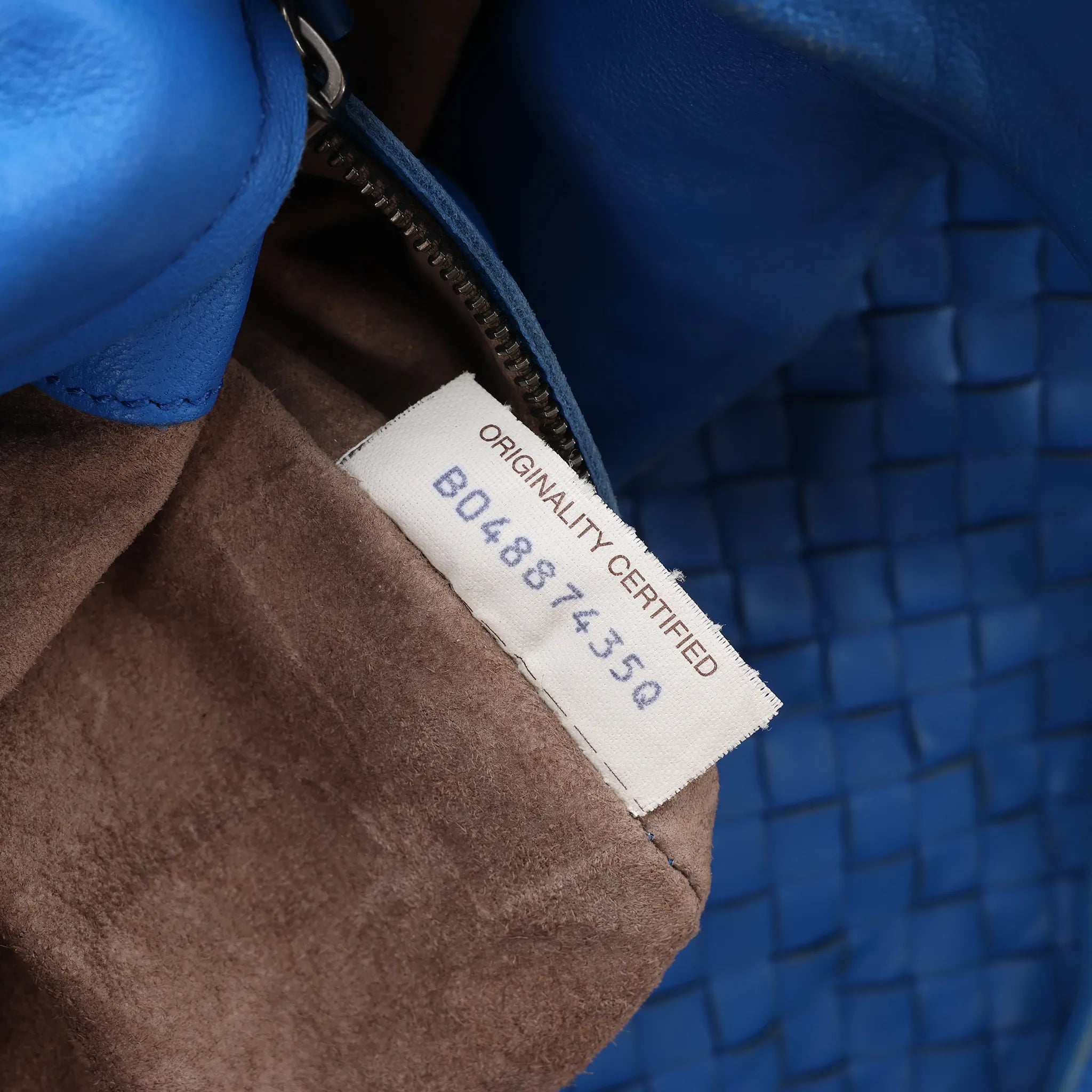 Bottega Veneta Campana Intrecciato Leather Shoulder Bag in Blue