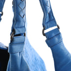 Bottega Veneta Campana Intrecciato Leather Shoulder Bag in Blue