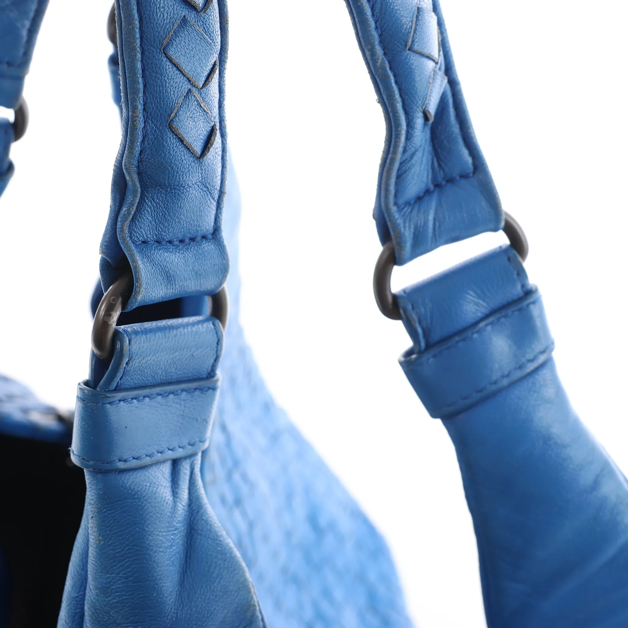 Bottega Veneta Campana Intrecciato Leather Shoulder Bag in Blue