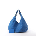 Bottega Veneta Campana Intrecciato Leather Shoulder Bag in Blue