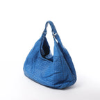 Bottega Veneta Campana Intrecciato Leather Shoulder Bag in Blue