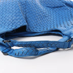 Bottega Veneta Campana Intrecciato Leather Shoulder Bag in Blue