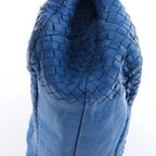 Bottega Veneta Campana Intrecciato Leather Shoulder Bag in Blue