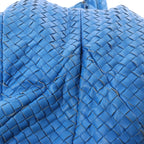 Bottega Veneta Campana Intrecciato Leather Shoulder Bag in Blue