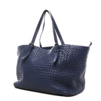 Bottega Veneta Intrecciato Leather Shoulder Bag in Navy Blue
