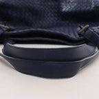 Bottega Veneta Intrecciato Leather Shoulder Bag in Navy Blue
