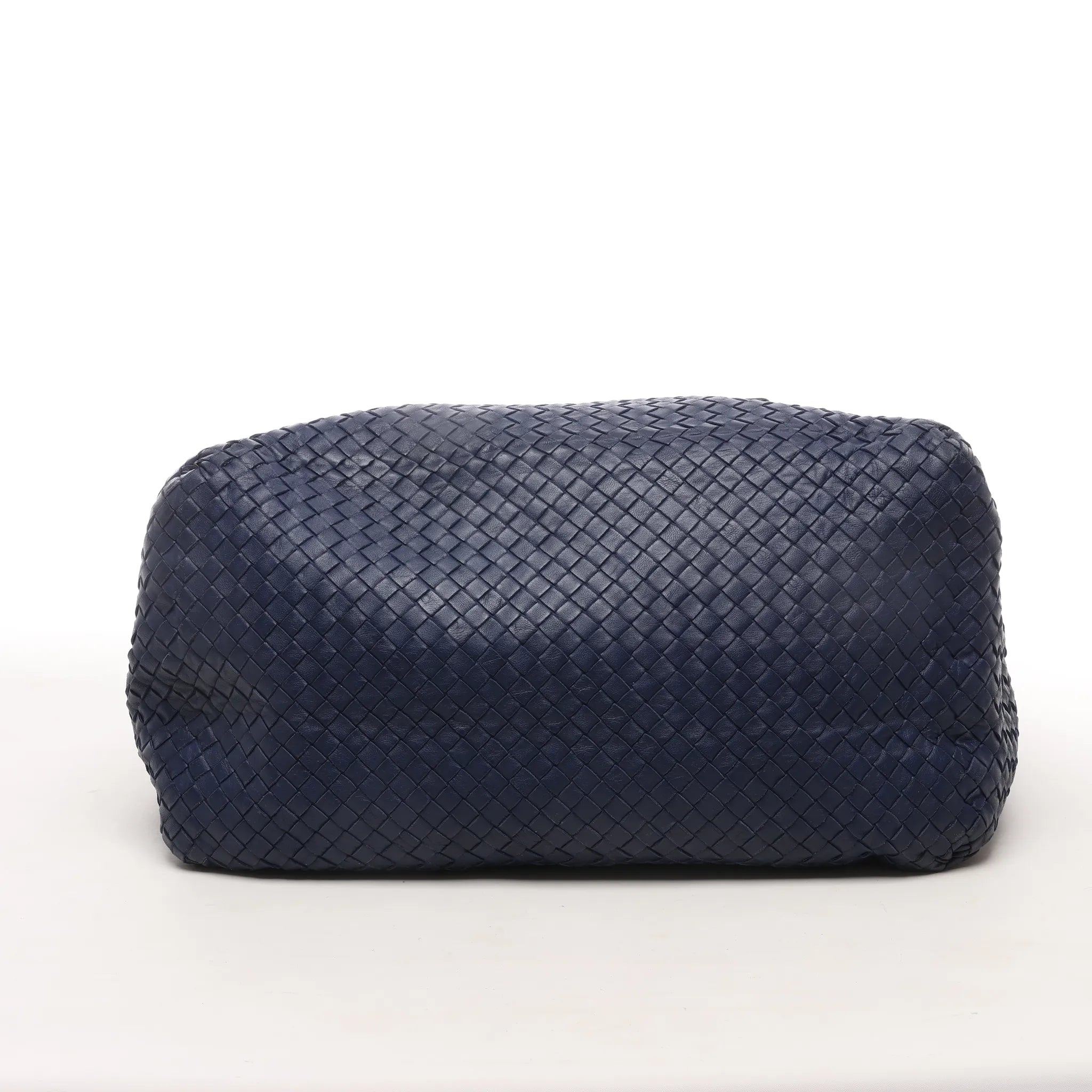 Bottega Veneta Intrecciato Leather Shoulder Bag in Navy Blue
