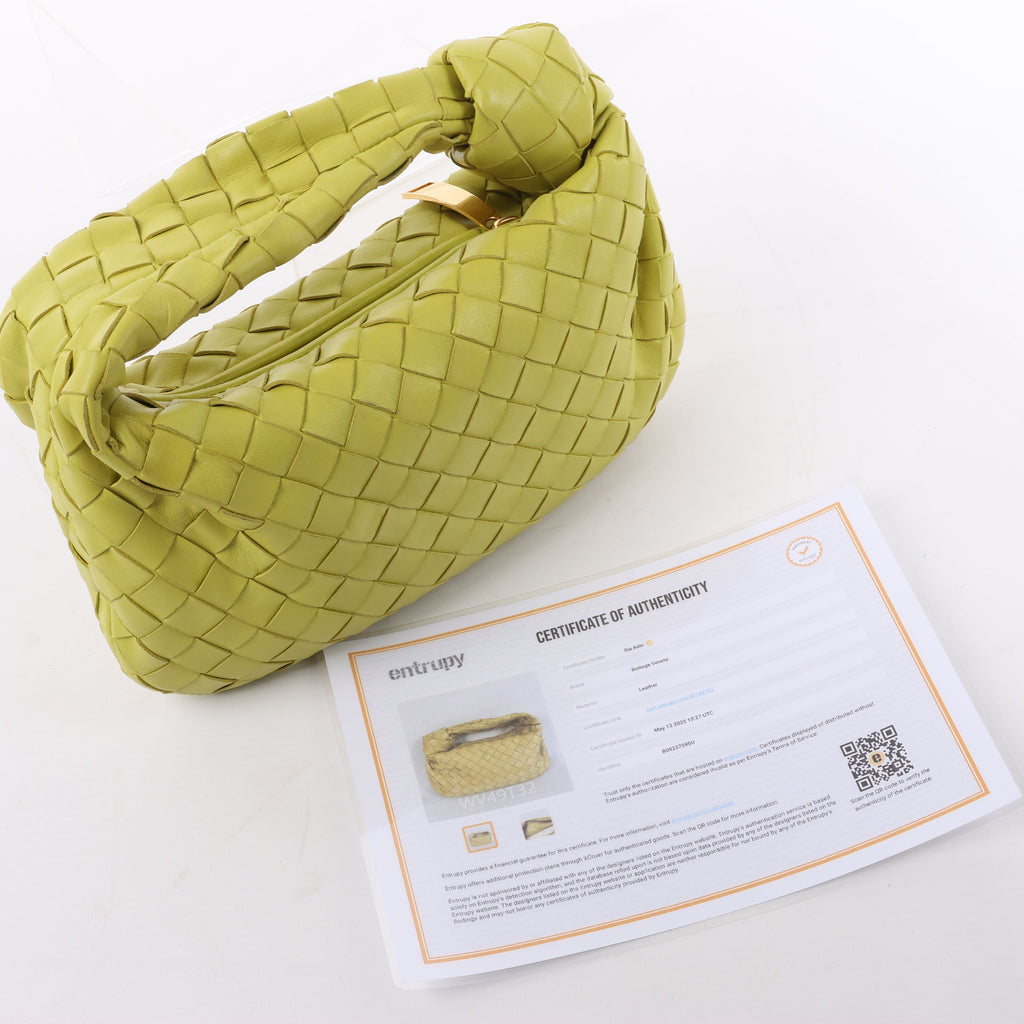 Bottega Veneta Intrecciato Mini Jodie Leather Handbag in Yellow-Green