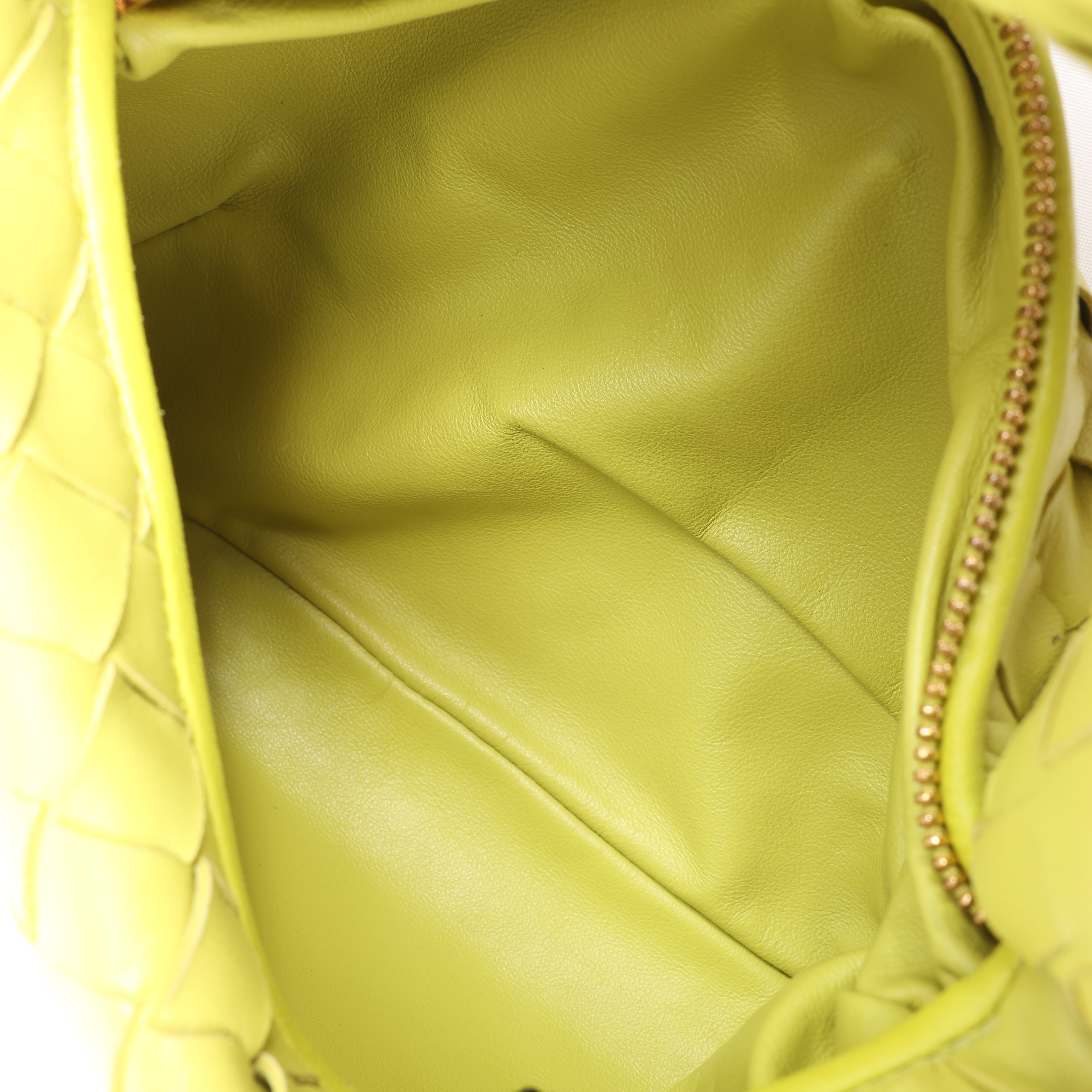Bottega Veneta Intrecciato Mini Jodie Leather Handbag in Yellow-Green