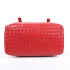 Bottega Veneta Intrecciato Roma Leather Handbag in Red