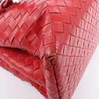 Bottega Veneta Intrecciato Roma Leather Handbag in Red