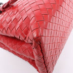 Bottega Veneta Intrecciato Roma Leather Handbag in Red