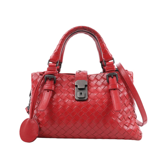 Bottega Veneta Intrecciato Roma Lederhandtasche in Rot