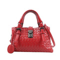 Bottega Veneta Intrecciato Roma Leather Handbag in Red