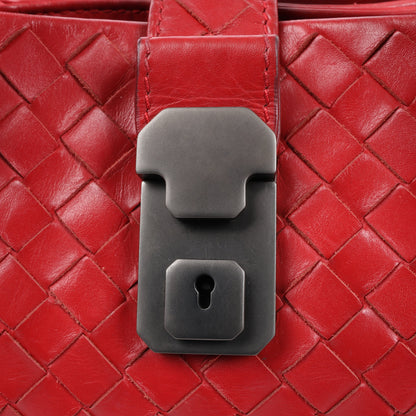 Bottega Veneta Intrecciato Roma Lederhandtasche in Rot