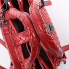 Bottega Veneta Intrecciato Roma Leather Handbag in Red