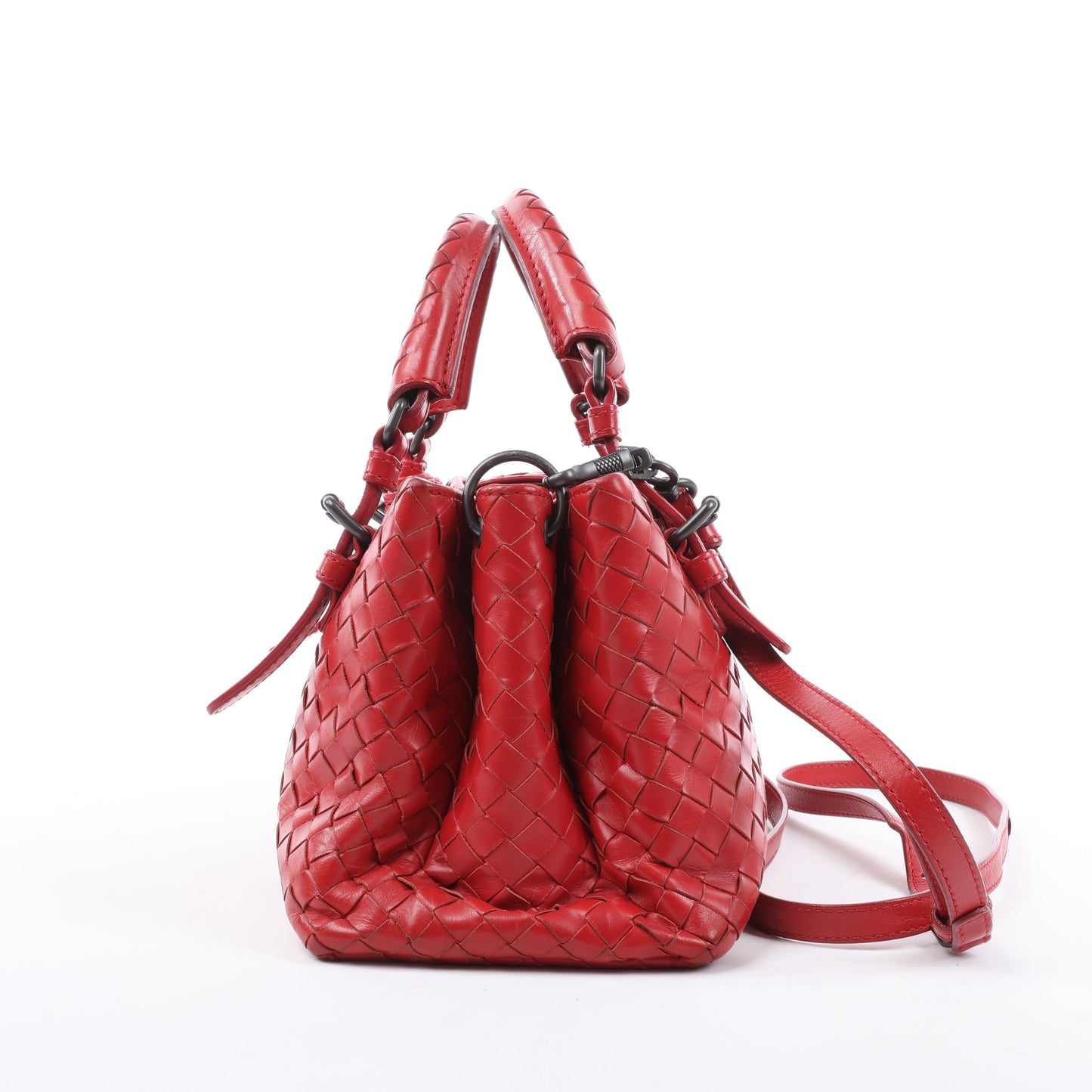 Bottega Veneta Intrecciato Roma Lederhandtasche in Rot