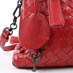 Bottega Veneta Intrecciato Roma Leather Handbag in Red