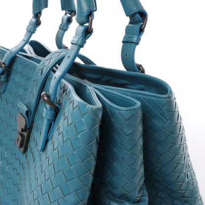 Bottega Veneta Intrecciato Roma Lederhandtasche in Blau