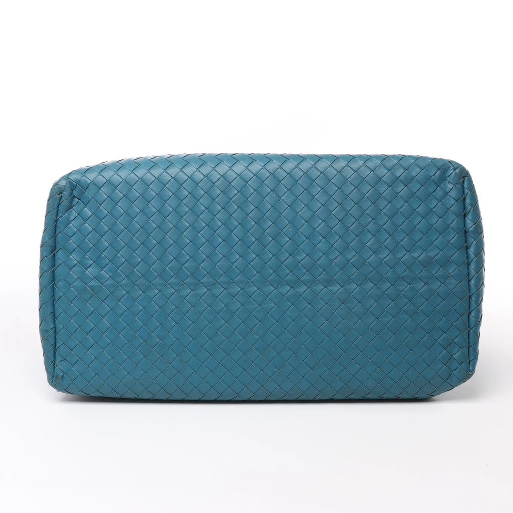 Bottega Veneta Intrecciato Roma Leather Handbag in Blue