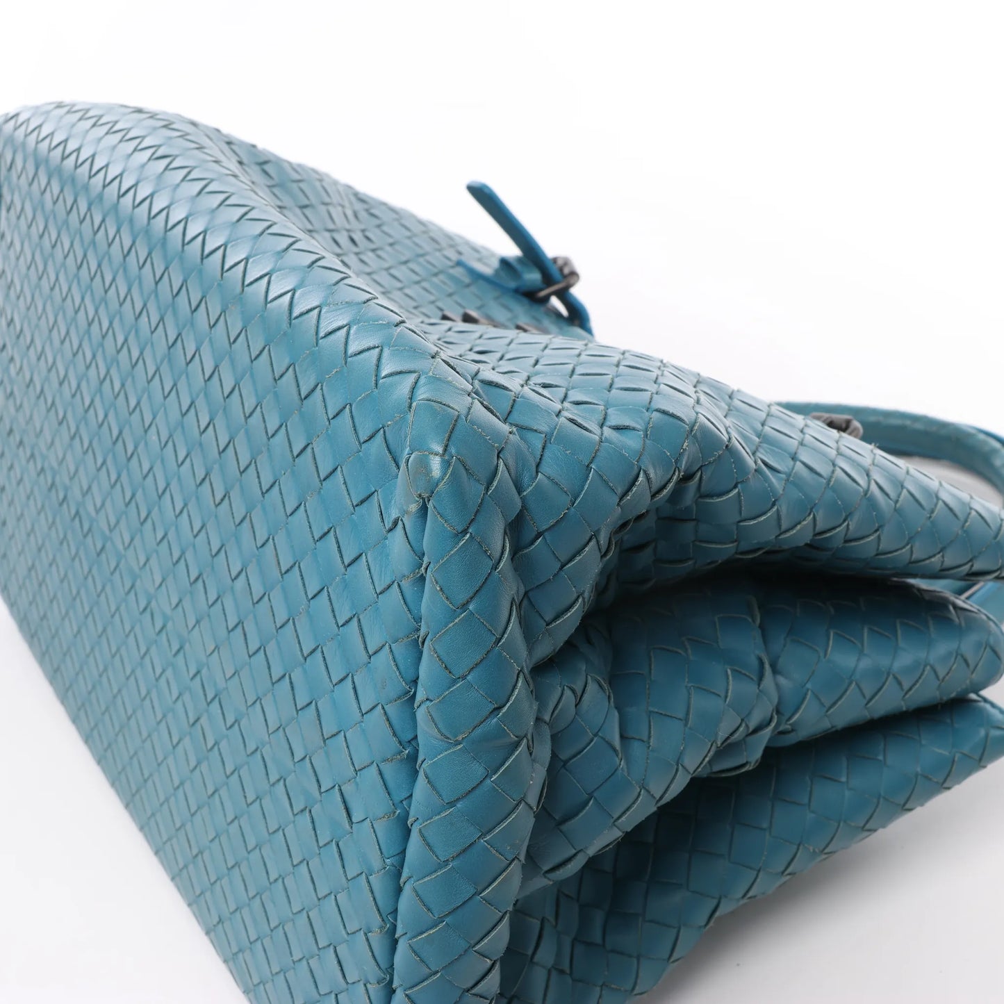 Bottega Veneta Intrecciato Roma Lederhandtasche in Blau