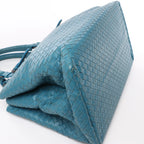 Bottega Veneta Intrecciato Roma Leather Handbag in Blue