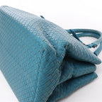 Bottega Veneta Intrecciato Roma Leather Handbag in Blue