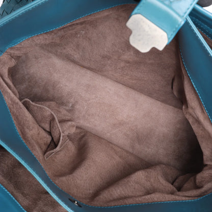 Bottega Veneta Intrecciato Roma Lederhandtasche in Blau