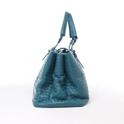 Bottega Veneta Intrecciato Roma Lederhandtasche in Blau