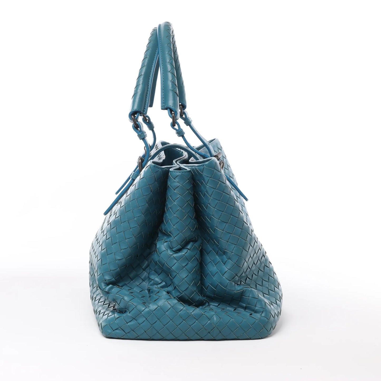 Bottega Veneta Intrecciato Roma Lederhandtasche in Blau