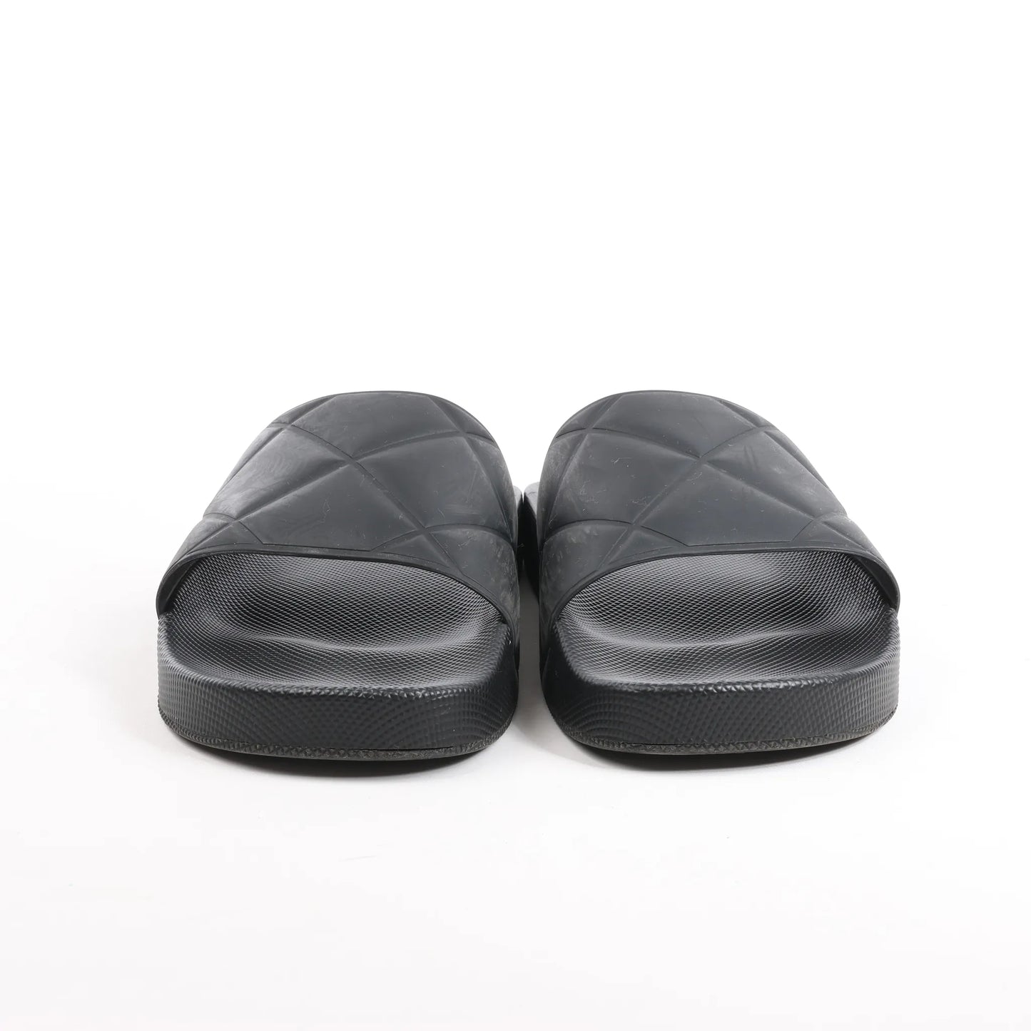 Bottega Veneta Intrecciato Rubber BV Flache Pantoletten in Schwarz, Größe 40 EU