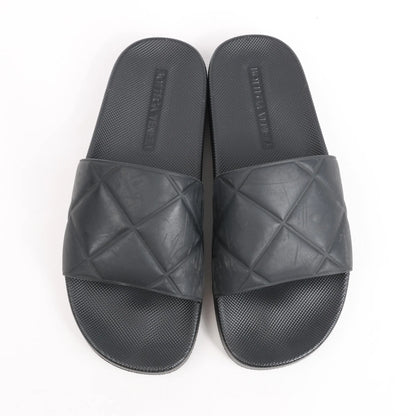 Bottega Veneta Intrecciato Rubber BV Flache Pantoletten in Schwarz, Größe 40 EU