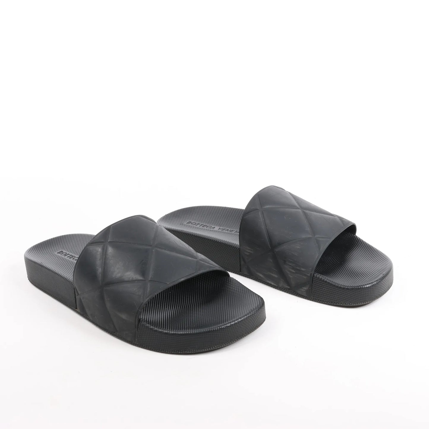 Bottega Veneta Intrecciato Rubber BV Flache Pantoletten in Schwarz, Größe 40 EU