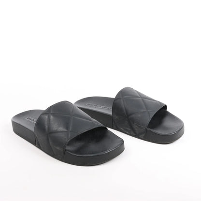 Bottega Veneta Intrecciato Rubber BV Flache Pantoletten in Schwarz, Größe 40 EU