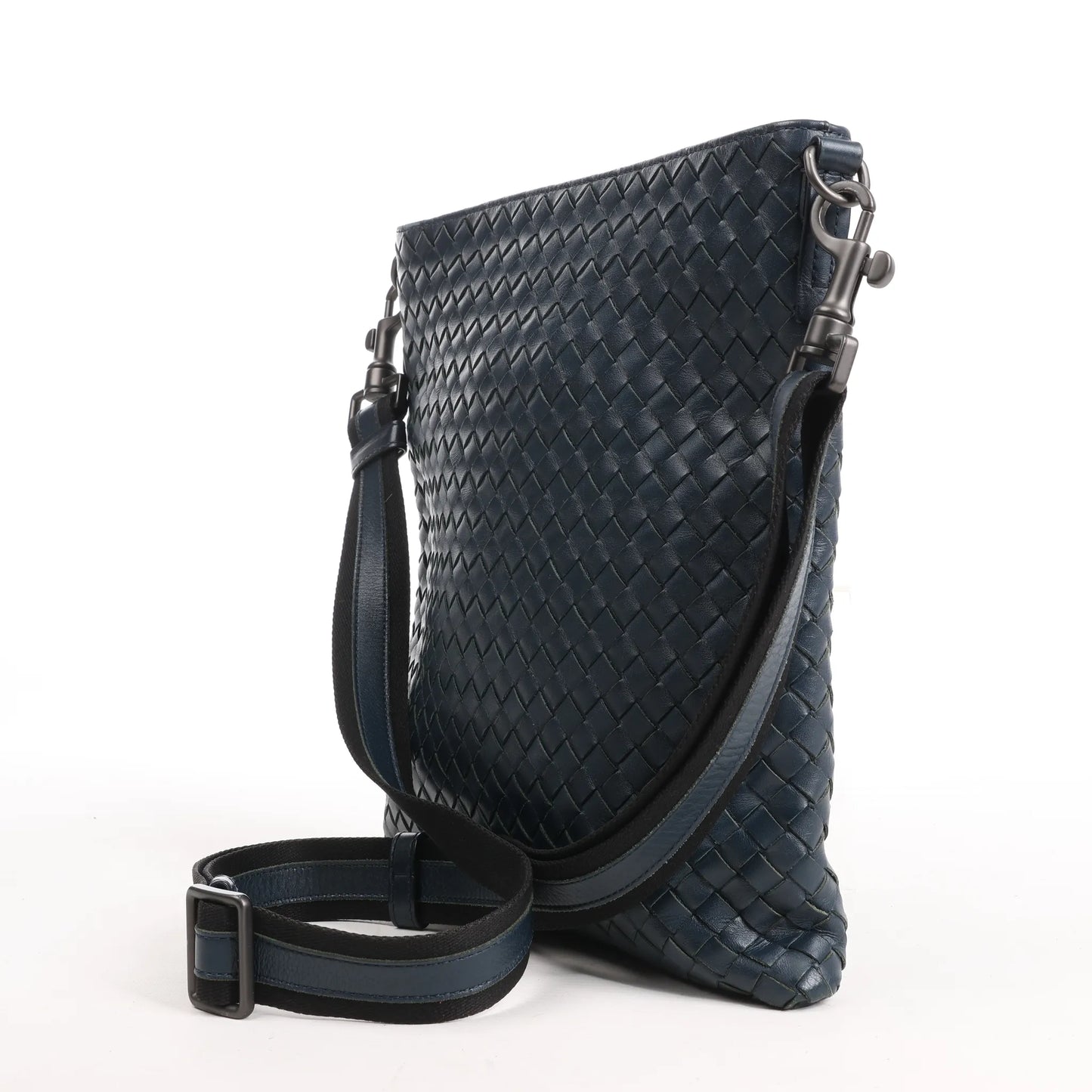 Bottega Veneta Sac messager à bandoulière VN Intrecciato en bleu marine