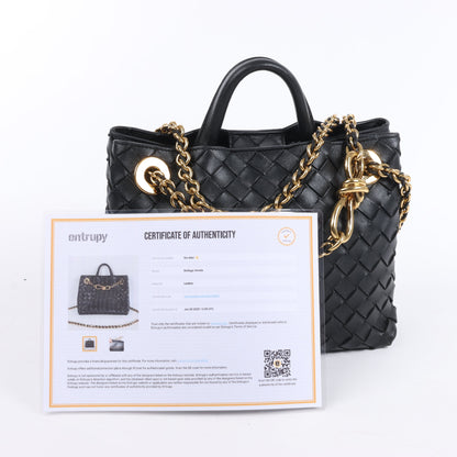 Bottega Veneta Intrecciato Petit sac à main 2 voies en cuir Andiamo en noir