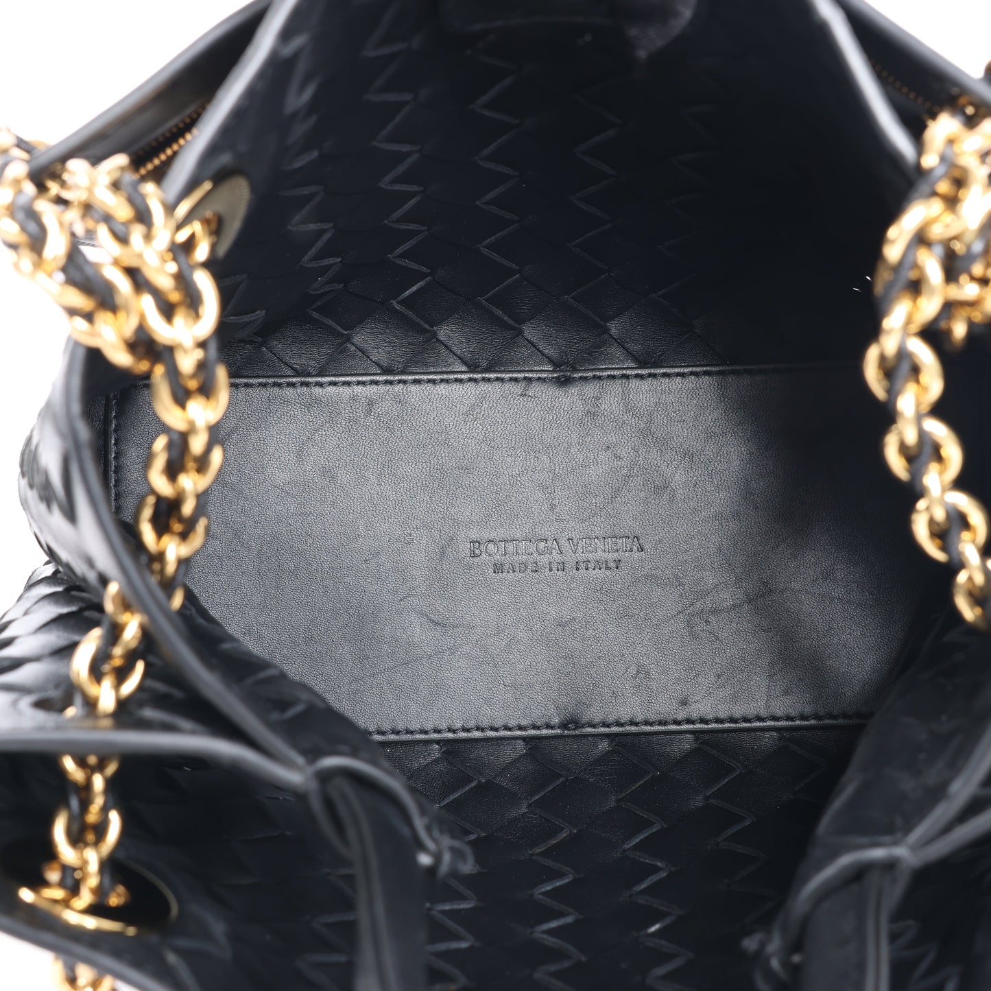 Bottega Veneta Intrecciato Petit sac à main 2 voies en cuir Andiamo en noir